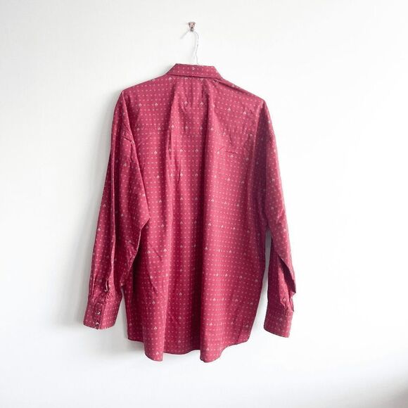 Roper Mens Casual Shirt Snap Up Horshoe Long Sleeve Chest Pockets Red 2XL - Picture 2 of 7